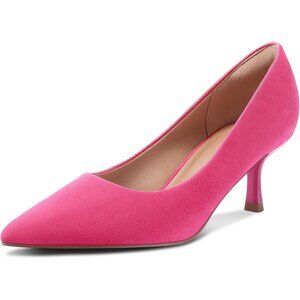 Women's Hot Pink Pumps 2 inch Kitten Heel Pointed Toe Low Heel Dress Shoes